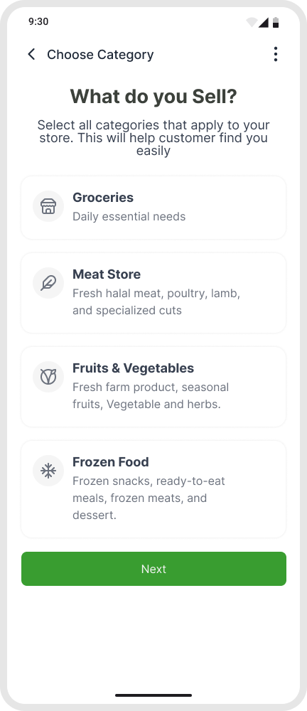 Business app interface