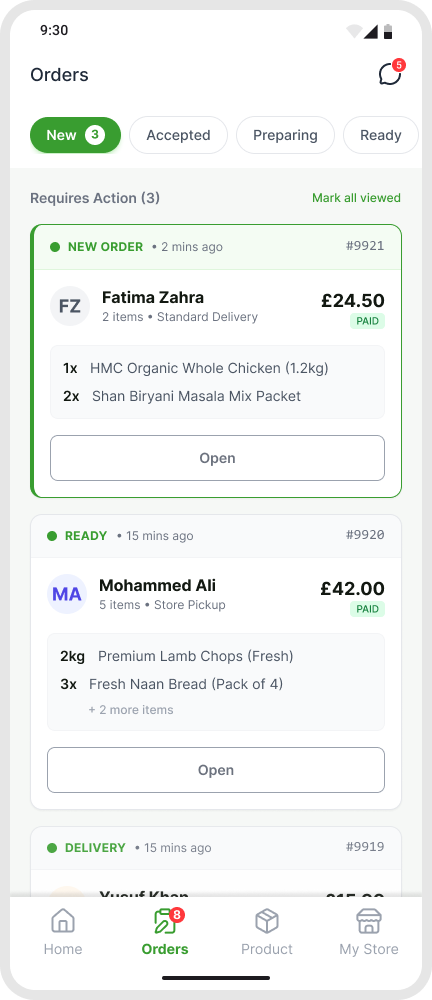 Business app interface