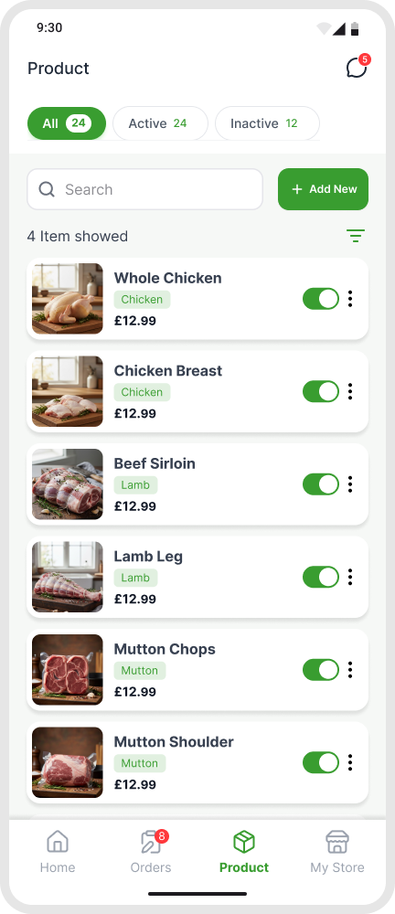 Business app interface