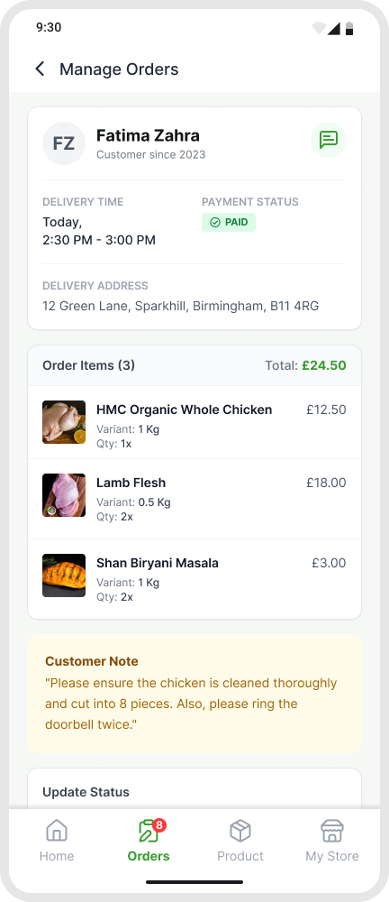 Business app interface