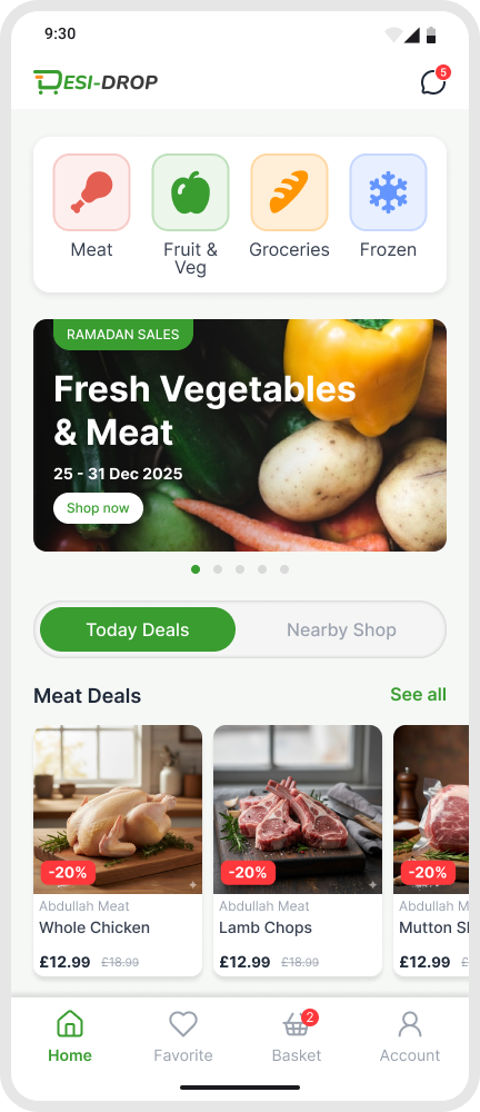 Customer app interface