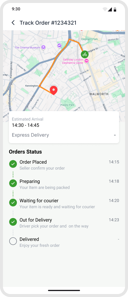 Customer app interface